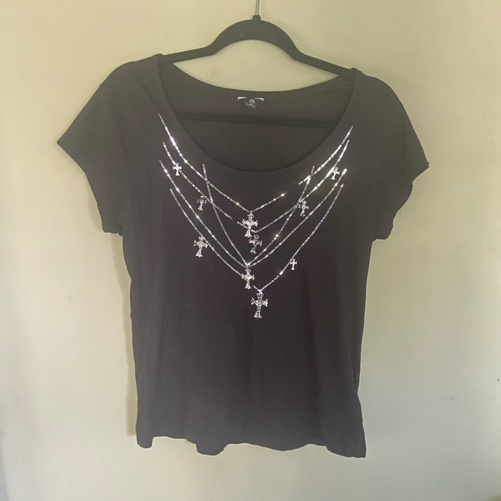 Guess T-shirt with Silver Cross Detailing
